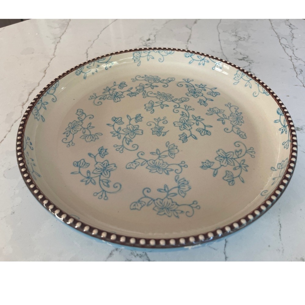 Temp-tations by Tara Floral Lace Blue Ceramic Serving Platter 10 inch Round